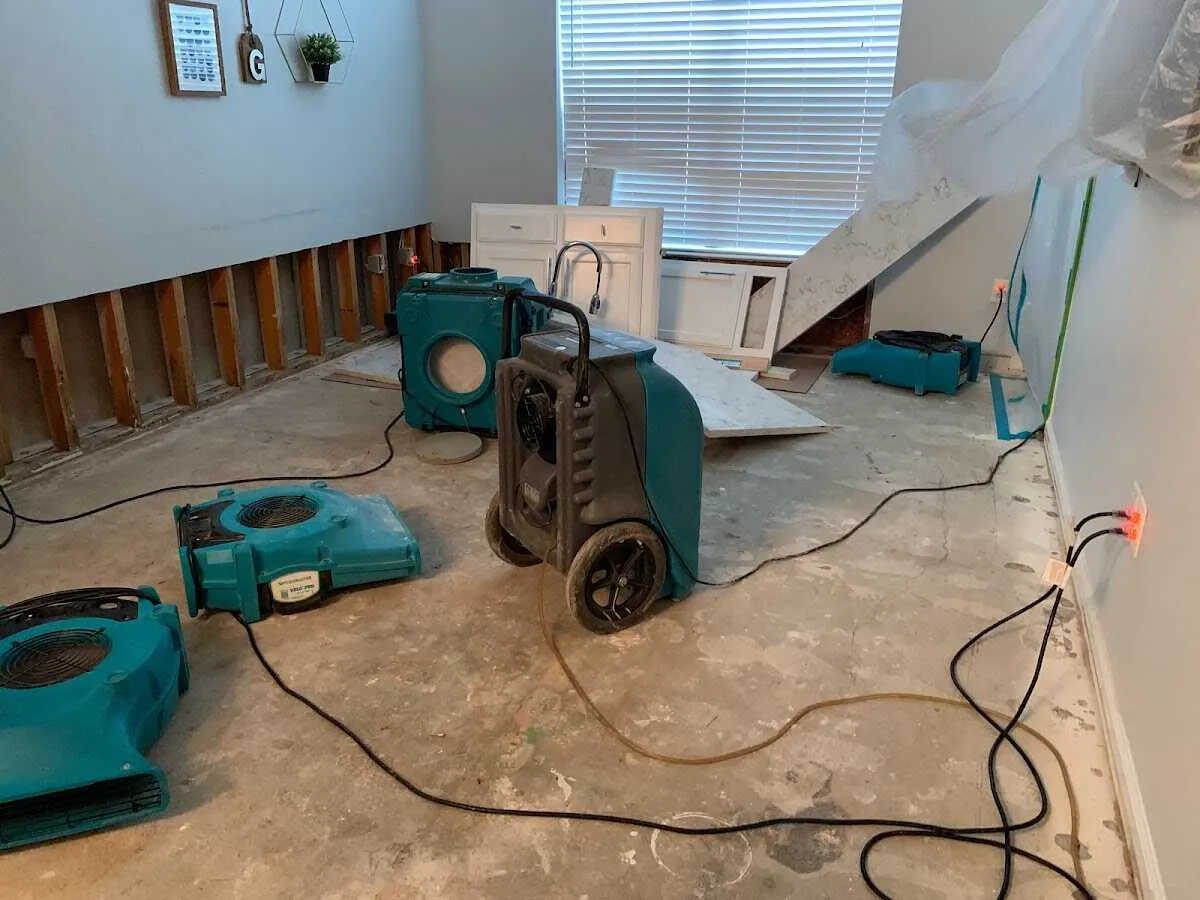 Dehumidifier in flood-cut room for Water Extraction & Removal in Vernal